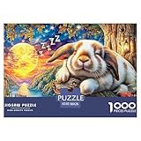 Conejito durmiendo Puzzles 1000 Piezas Entretenimiento Creativo Colores Variados Regalos para Hombres Niños De 8 A 12 Años 38x26cm/1000pcs