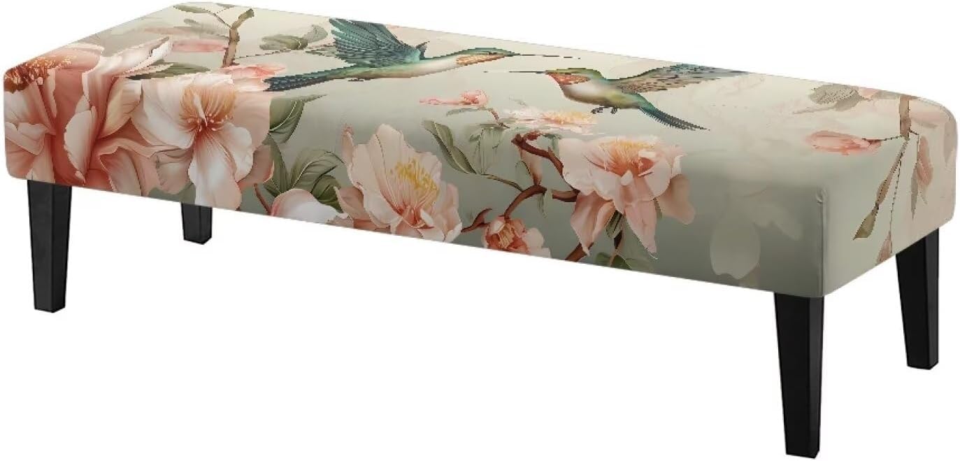 Funda elástica para banco de comedor protector lavable antideslizante para cojín de asiento floral