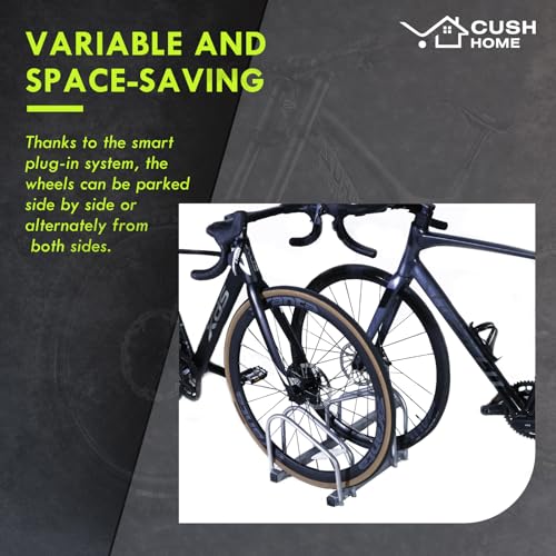 CCLIFE Fahrradständer Boden für 2 Fahrräder mit Reifenbreiten bis 65 mm Eisen Fahrradhalter 40 x 32 x 26 cm