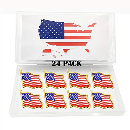 American Flag Lapel Pins -24 USA Waving Flag Pins United States US Badge Pins brooch for patriotic display -pack24 - Thumbnail 2