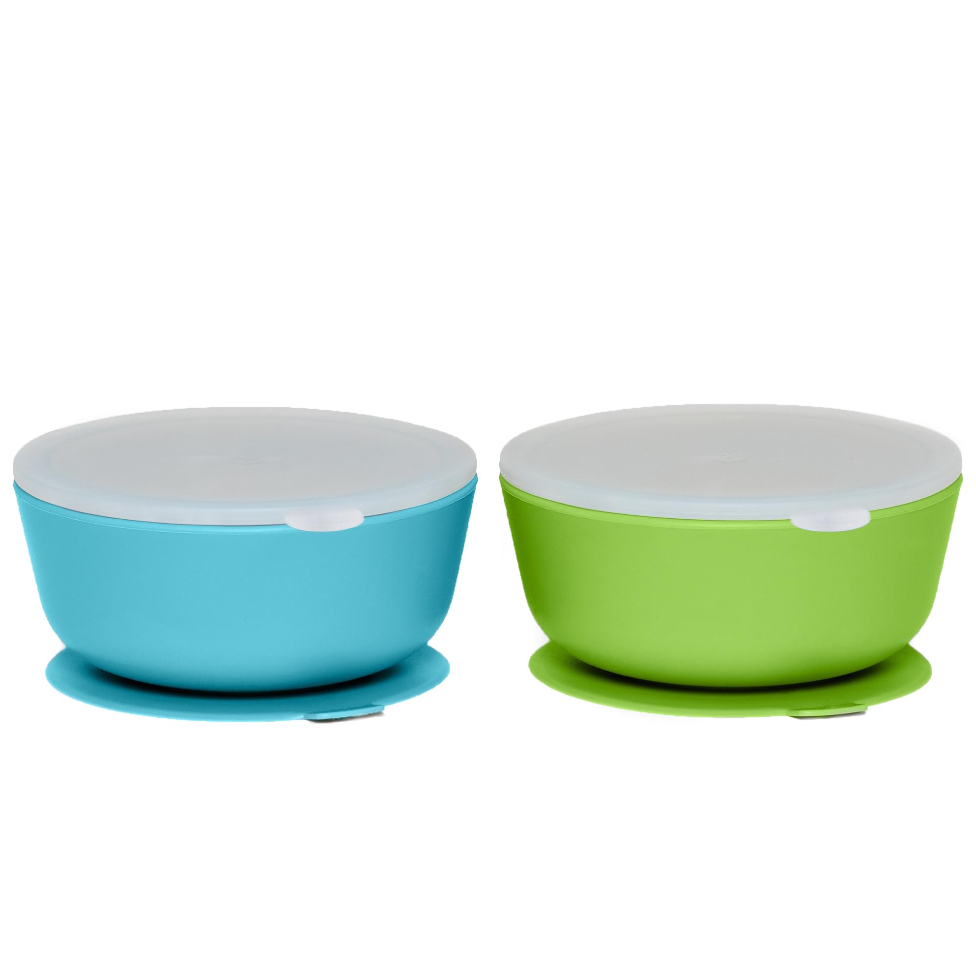 WeeSprout Suction Bowls for Baby &amp; Toddlers (Set of 2) - 100% Silicone w/Plastic Lid - Leak Proof Feeding Supplies - Dishwasher &amp; Microwave Safe Infant Dinnerware w/Extra Strong Base