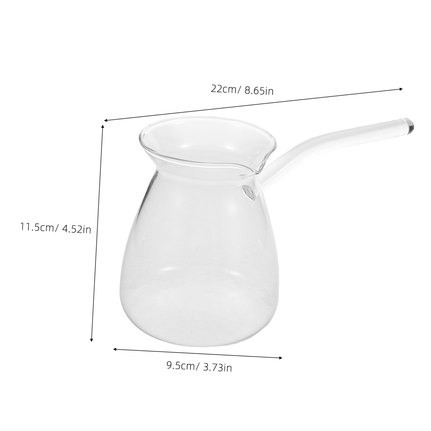 PRETYZOOM 2pcs Borosilicate Glass Turkish Coffee Pots Heat Resistant Kettle with Ergonomic Side Handle for Tea Milk Heating Stovetop Compatible Transparent Design