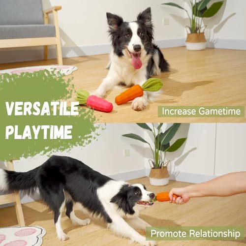 MewaJump Dog Chew Toys for Aggressive Chewers, Rubber Squeaky Dog Toys