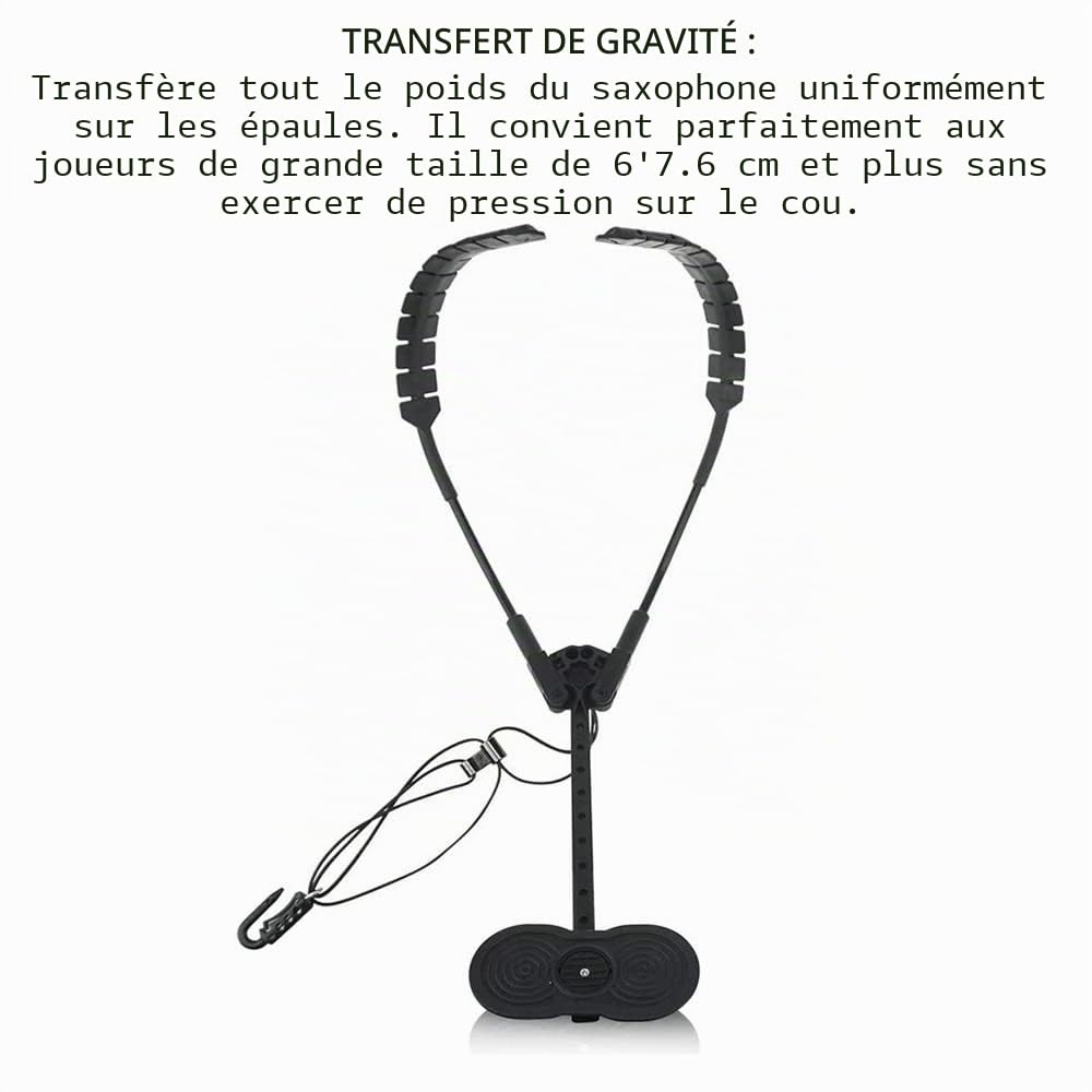 Harnais d'épaule générique pour saxophone Harnais d'épaule ajustable pour saxophones avec crochets en métal et rembourrage doux adapté à Tenor/H Alto/Soprano，Cadeaux pour hommes et femmes
