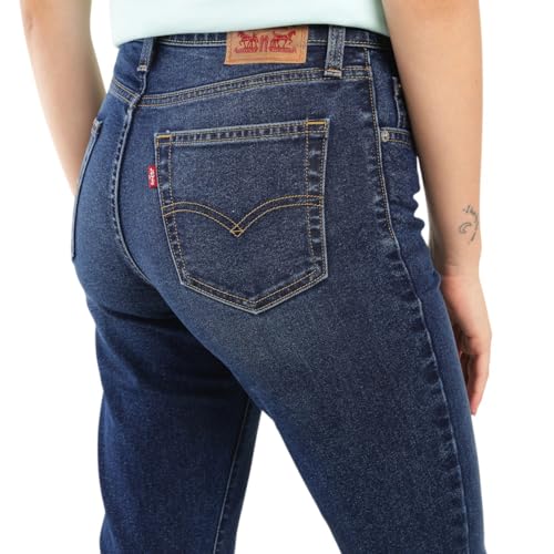 Image of Women's High Rise 724 Slim Straight Fit Blue Jeans