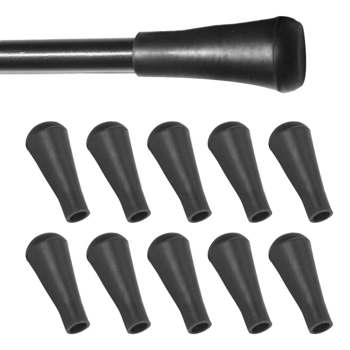 Lot de 10 pointes de flèche en caoutchouc de rechange pour flèches en fibre de verre et carbone (noir, 8 mm)