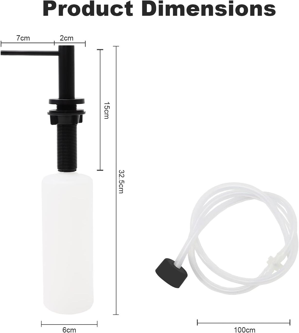 Soap Dispenser for Kitchean Sink, Built in Black Soap Dispenser Stainless Steel Soap Pump with 40" Extension Tube and 500ml Bottle - Image 6