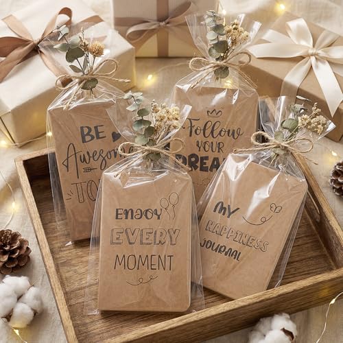 Image of BESARME 16 Pack Mini Inspirational Notebooks, Mini Kraft Journals Bulk Small Lined Pocket Notebook for Students School Supplies Employee Appreciation Gifts