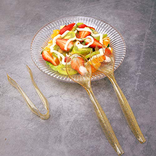 Supernal 72 Pcs Plastic Serving Utensils,Gold Plastic Silverware,24 Pcs 10 Inch Plastic Serving Spoons,24 Pcs 10 Inch Plastic Serving Forks,24Pcs 6.3 Inch Plastic Serving Tongs,Perfect For Birthday,Party,Wedding thumb #5