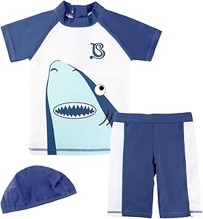 Gogokids Boys' 3 Pieces Swimsuits Swim Trunks T-Shirt Blue Swimwear 1-4 Years - coolthings.us