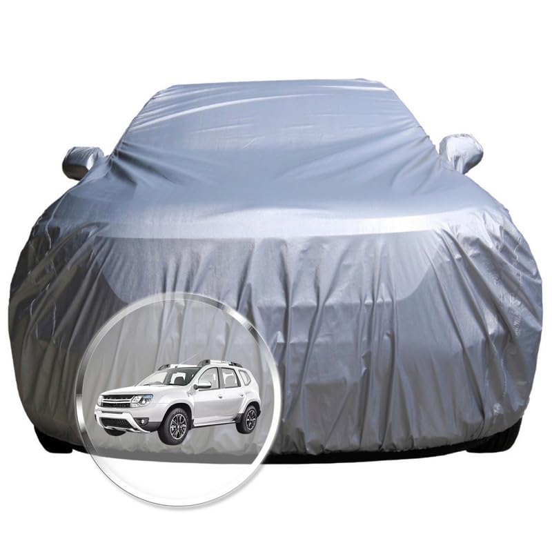 Image of NEODRIFT 'CrystalTech' Car Cover for Renault Duster (100% Water-Resistant, All Weather Protection, Tailored Fit, Multi-Layered & Breathable Fabric) (Colour: Crystal Silver)