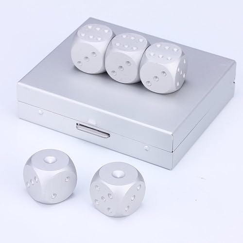 Miniatura 2 de eoocvt 5 en 1 Aleación de aluminio de precisión Metal sólido dados Poker Party Game Toy Portable Dice Hombre Novio Regalo - Cuadrado de Plata