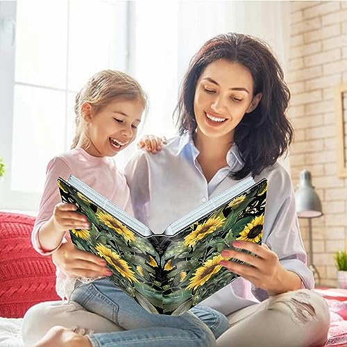 Image of Sunflower Photo Album 4x6 120 Pockets Photos with Strong Elastic Band, Small Mini Albums Sheet Protector Folder for Photos, Album for Family Wedding Baby Women Men Vacation Gift