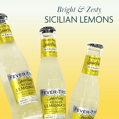 Image of Fever-Tree Sparkling Sicilian Lemonade - Premium Soda Mixer for Cocktails and Mocktails, 6.8 fl oz Bottles, Pack of 24 - Naturally Sourced, Non-GMO