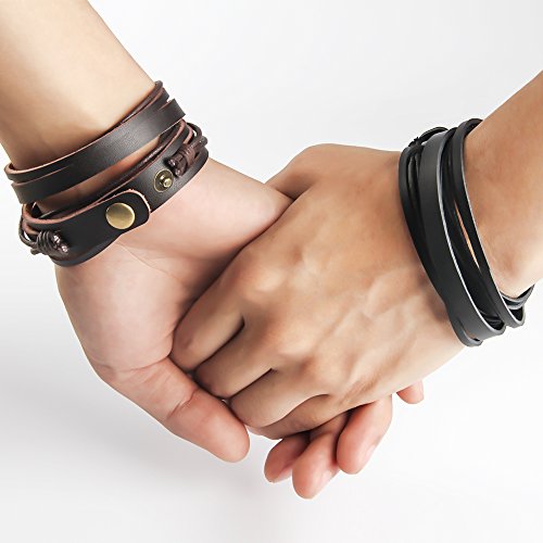 Handmade Genuine Vintage Leather Wrist Cuff Wrap Bracelet Adjustable4