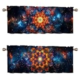 CAIJXIONG Mandala Kitchen Curtains Set of 2 for Windows Purple and Blue Decorative Decoration Window Valances Curtains Drapes for Kitchen Bedroom Window Treatment Valances 54x18 inch