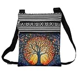 LiuenMgg World Tree Messenger Bag Small Ethnic Pattern Adjustable Strap Crossbody Zipper Pouch Colorful Tree Phone Organizer Wallet Cute Shoulder Handbag for Women