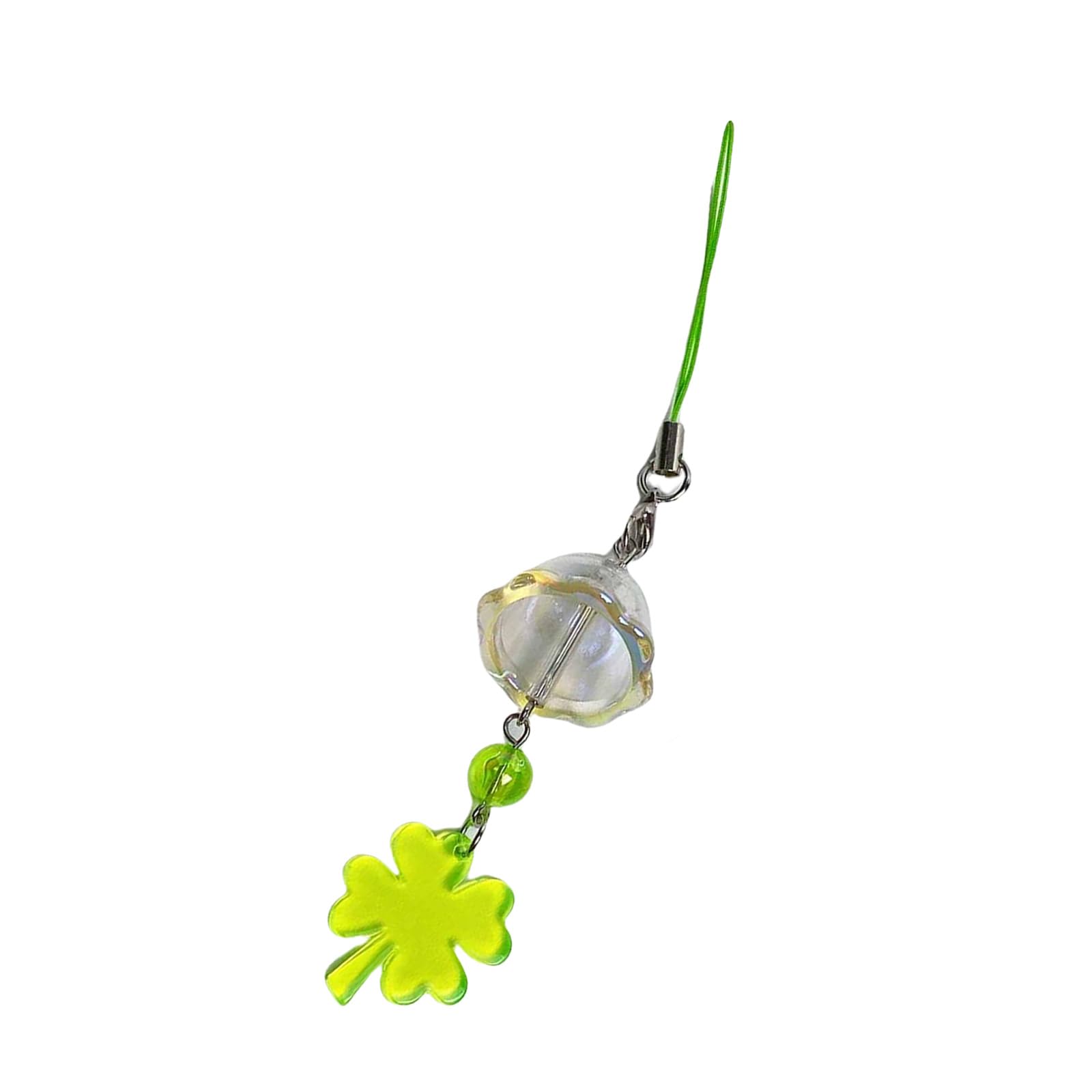 NEWFT Practical Acrylic Clovers Mobile Chain with Crisps Sound Portable Accessory Good Luck Charm for Trendy Women