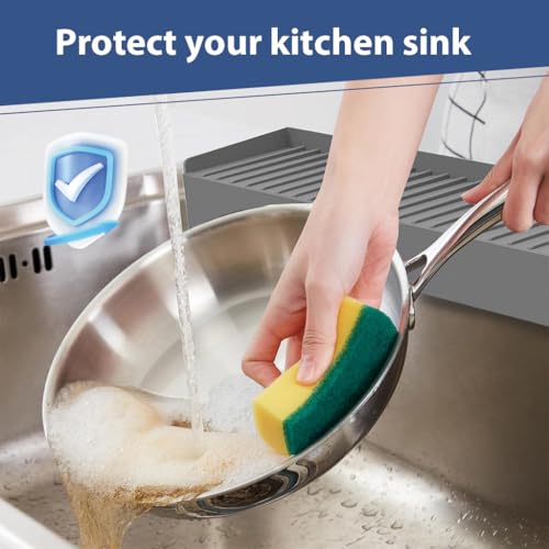 Image of HASTHIP Sink Splash Guard in Kitchen, Sink Water Splash Guard, Multifunction Dry and Wet Separation Strip (4x20 inches)