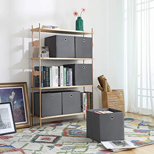 SONGMICS Aufbewahrungsboxen, 6er Set, Stoffboxen, Faltboxen aus Vliesstoff, Würfel, Aufbewahrungskörbe, für Spielzeug und Kleidung, grau RFB02G-3