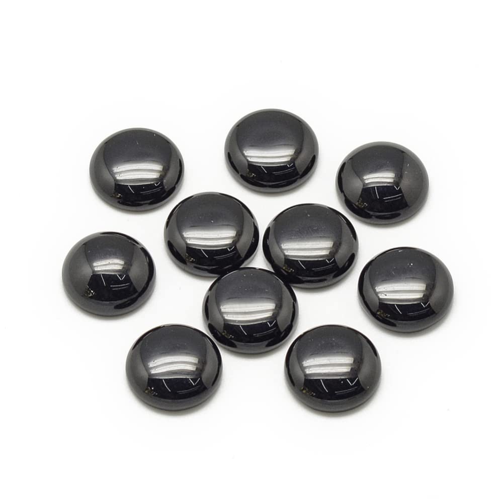 Craftdady 50PCS Flat Round Cabochon 20mm Synthetic Black Stone Chakra Healing Crystal Half Round Dome Cabs Flat Back Covers for Jewellery Making — image 1