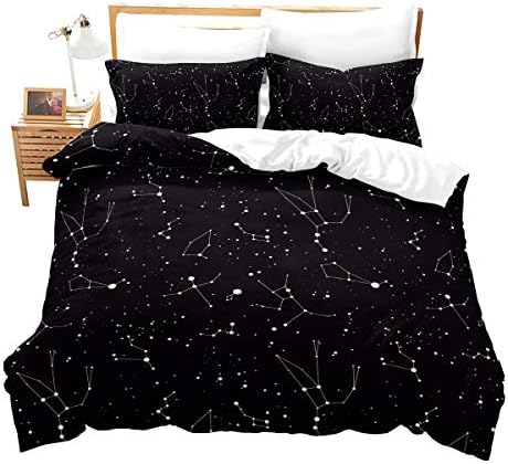 Loussiesd Galaxy Duvet Cover Set Double for Girls Boys Kids Teens Starry Sky Bedding Set Bright Blue Purple Comforter Cover with 2 Pillowcases Stars Soft Microfiber Zipper Unique 3 Pcs