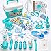 Valigetta Dottore Bambini, 47 Pezzi Kit Dottoressa Bambina, Dottore Giochi Bambini 3 4 5 Anni con Forbici Infermiere Specchietto Dentista Stetoscopio (Blu)