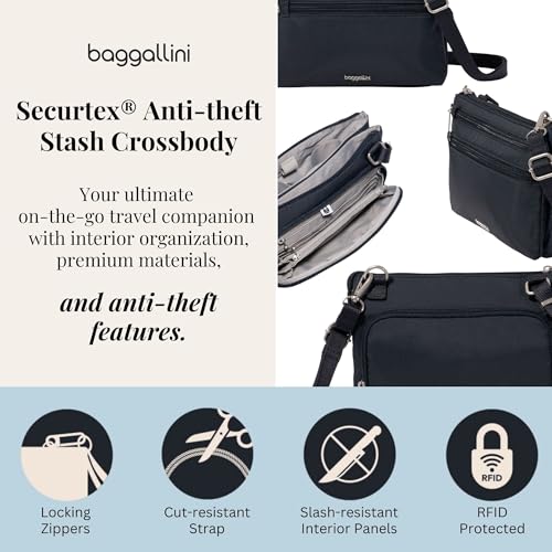 Image of Securtex Anti-Theft Stash Crossbody - 9.25 inchx 6.25 inch Travel Safe Bag w /Locking Zippers