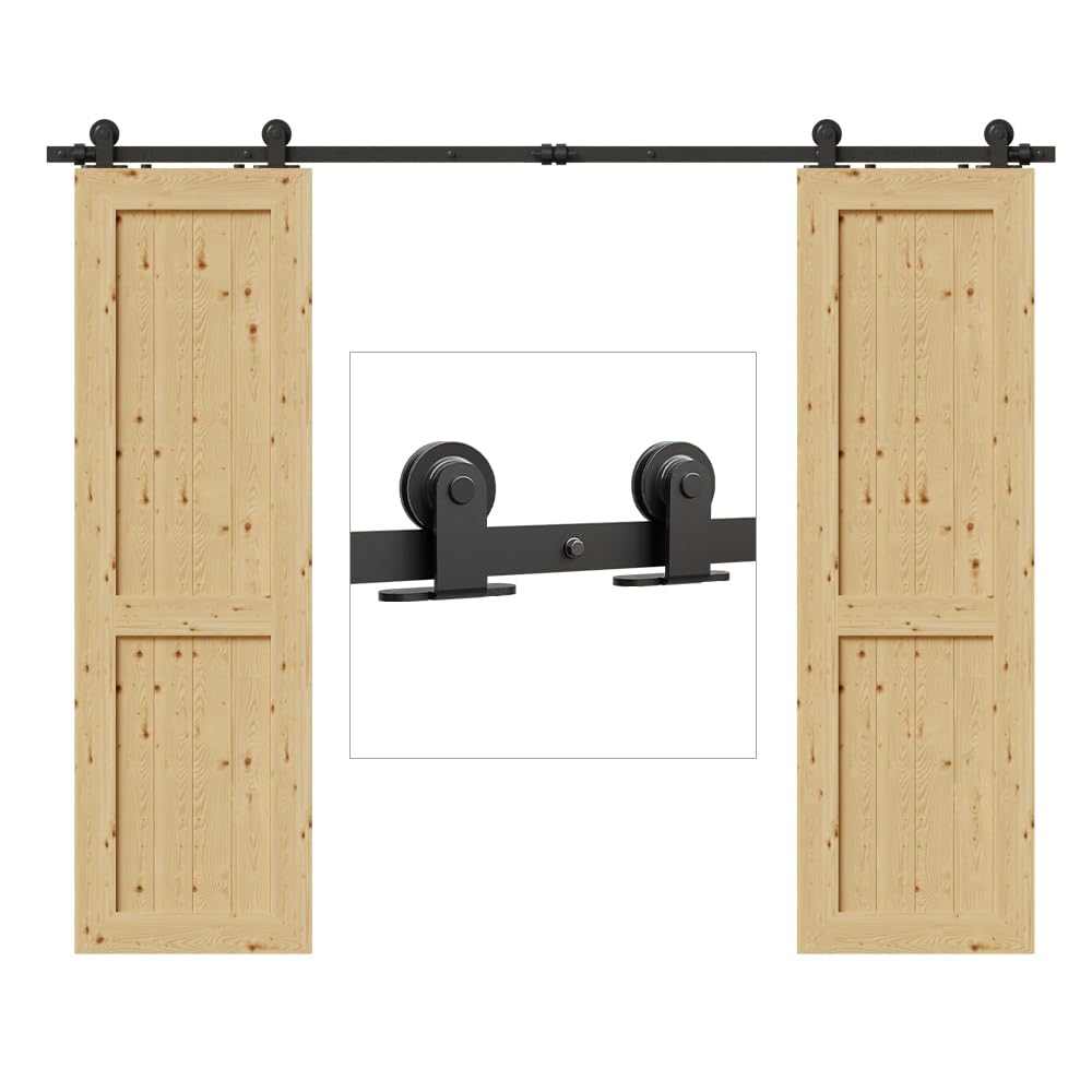 TSMST 200CM/6.6FT Sliding Barn Door Hardware Kit Track Roller Closet Accessory for Double Door — image 1