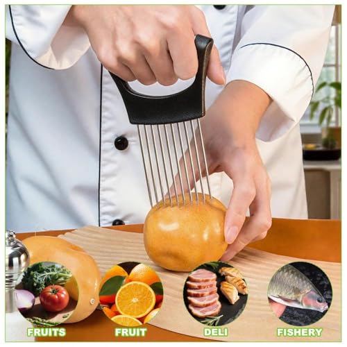 Onion Holder for Slicing, Small Kitchen Hand Onion Slicer with Protective Case, Upgraded Stainless Steel Food Slice Holder Lemon Slicer Vegetable Cutter Tool for Meat/Onion/Potato/Tomato - Image 6