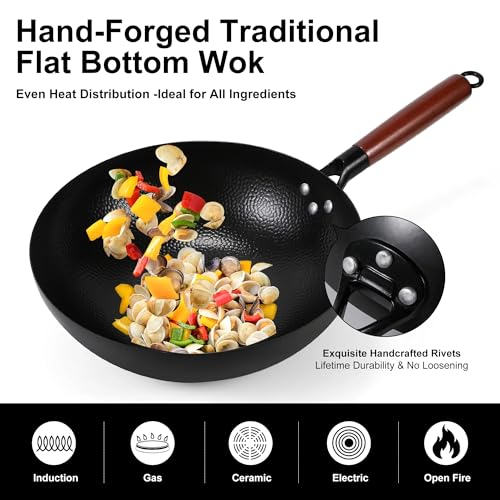 Wok de hierro fundido 12.2'' con tapa de vidrio y accesorios miniatura 2