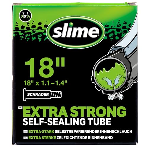 Slime 30095 Fahrradschlauch mit Slime- Pannendichtmittel, selbstdichtend, vorbeugen und reparieren, Schrader-Ventil, 18" x 1.1-1.4 – Ansicht 1