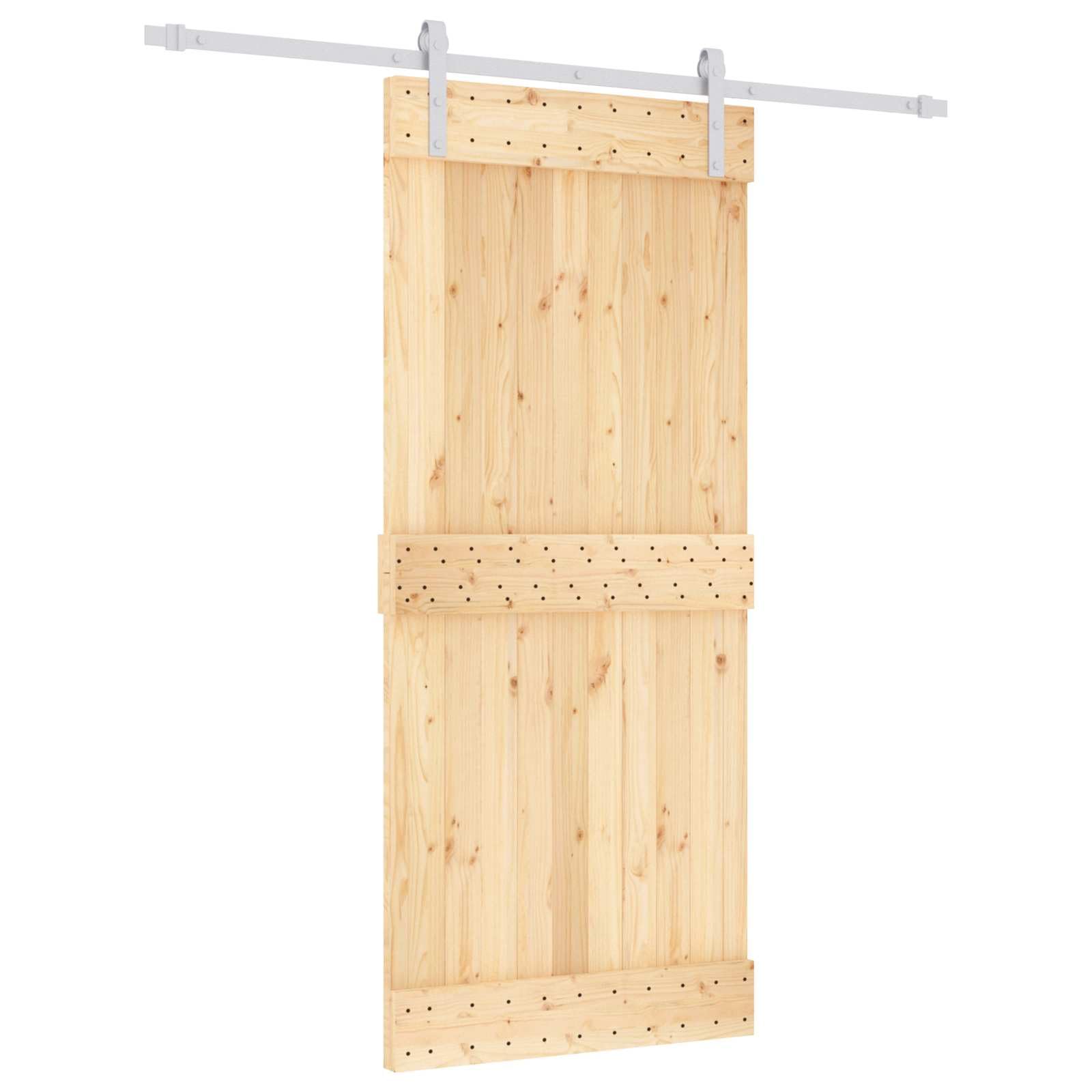 Puerta corredera de pino macizo, 90 x 210 cm, color blanco natural