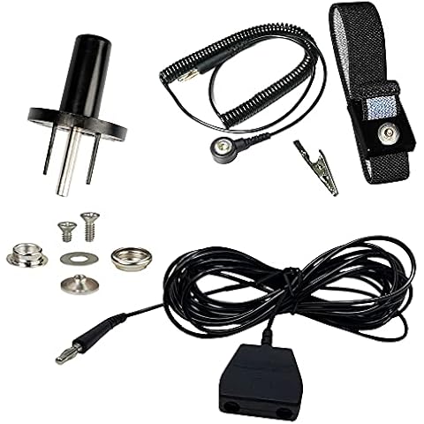 Static Care ESD Mat Workstation Ground Kit - 15' Common Point with Banana Plug, Universal Snap Kit, Banana Plug Adapter, 6' Coil Cord with Alligator Clip, Black Fabric Wrist Band 4mm Cover