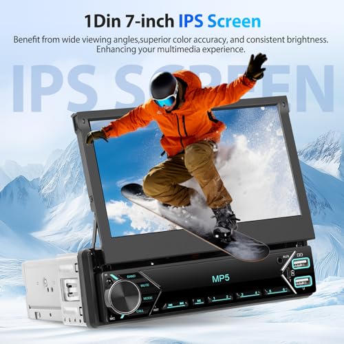 Radio para auto con pantalla táctil IPS retráctil 7" Bluetooth miniatura 5