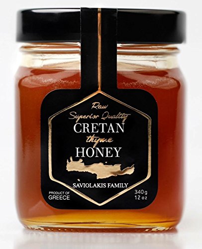 CRETAN HONEY from Sfakia Crete Greece Ultra Premium HIGH ALTITUDE Raw Thyme Honey By Saviolakis Family 340gr/12 oz