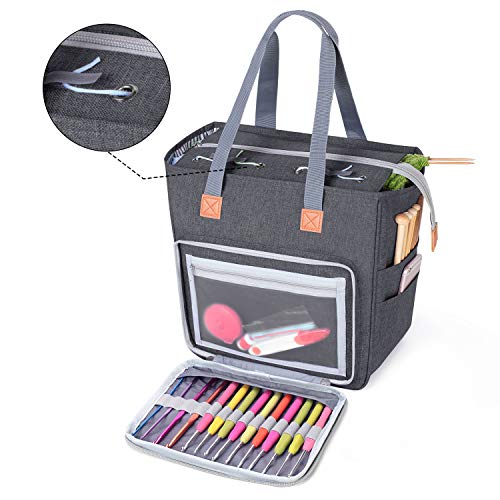 image for Luxja Small Knitting Tote Bag, Yarn Storage Bag for Carrying Projects,