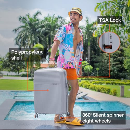 Image of Nasher Miles Krabi Expander Hard-Sided Polypropylene Check-in Luggage 28 inch | 75cm | 8 Wheels Large Trolley Bag for Travel | Suitcase (Grey)