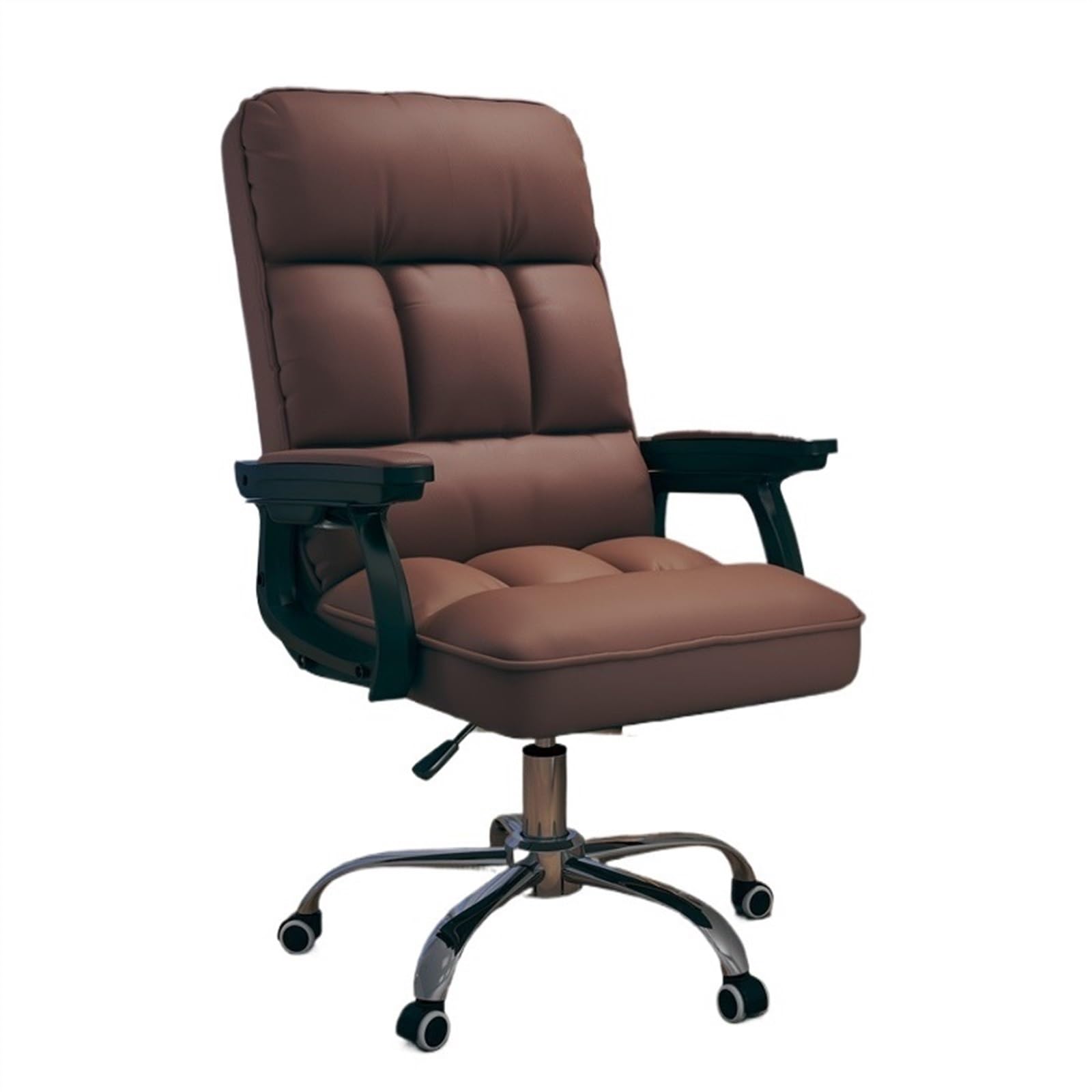 Office Chair Soft PU Leather Desk Chair with Armrests Office Chair Padded Height Adjustable Swivel Cadeira Gaming(Bruin)