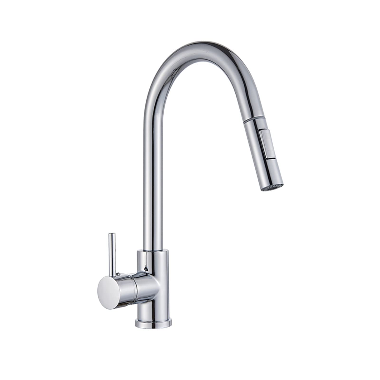 Yjyjy Chrome Kitchen Taps Kitchen Faucet Pull Out Kitchen Sink Faucet Single Handle Faucet 360 Degree Rotating Sink Mixer Kitchen Tap