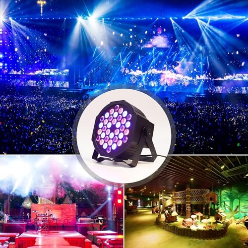 Image of LED Par Lights 36 LED Stage Lights 7 Modes RGB DJ Light with Sound Activated Remote and DMX Control DJ Uplighting for Birthday Party Events Wedding Christmas Stage Lighting (12 Packs)