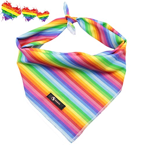 DOGWONG LGBTQ Dog Bandana Cotton Rainbow Washable Soft Dog Bibs Scarf, LGBT Pride Adjustable Kerchief Square Dog Bandanas for Small Large Dogs
