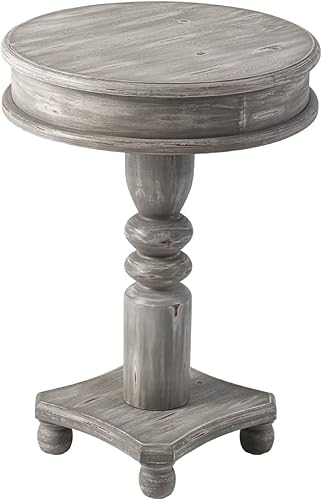 Miniatura 41 de HOMPUS Juego de 2 mesas auxiliares vintage, mesas auxiliares redondas rústicas con acabado de grano de madera, 2 piezas, mesita de noche, mesa