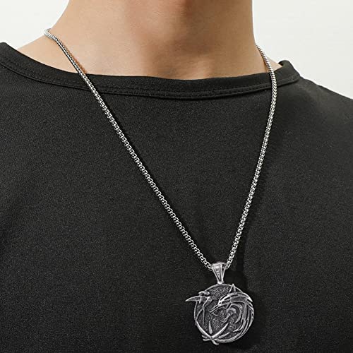 Witcher Necklace for Men Wolf Necklace for Men Witcher Medallion Necklace Wolf Jewelry Gifts for Men2