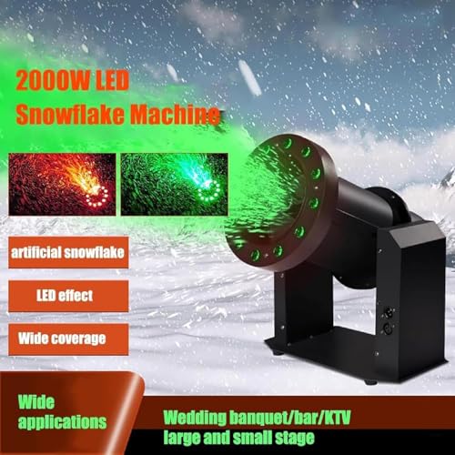 Máquina de nieve LED 220 V, generador de copos de nieve coloridos de 2000 W, ajustable en tamaño de copos para Navidad, bodas, eventos de DJ y fiestas miniatura 3
