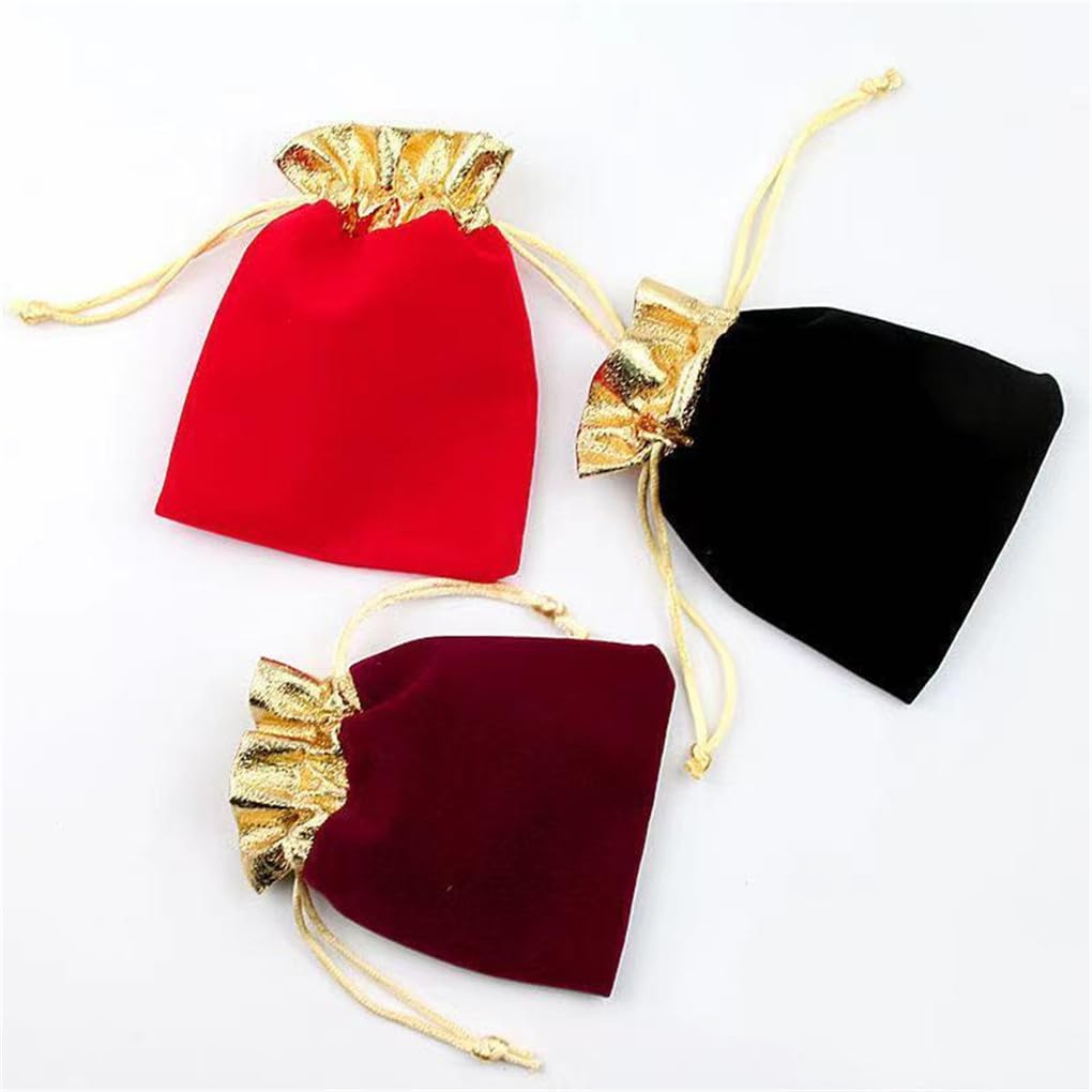 Lot de 60 pochettes à bijoux en velours - 12 x 15 cm - Avec cordon de serrage - Pour bijoux, mariage, Noël, anniversaire, fête - Rouge