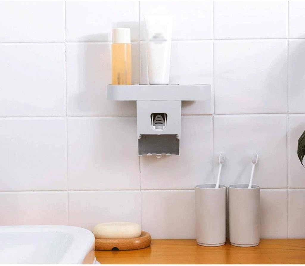 Toothbrush Cup Holder,Kids Toothpaste Dispenser Tooth Brush Cups, Wall Mounted Squeezer