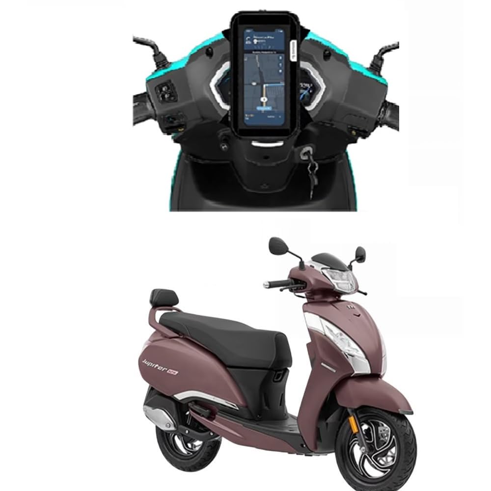 Mobile Holder for Scooter, Scooty & Motorcycle Compatible for TVS Jupiter 125, Mirror Mount, 360° Rotation, Strong Anti-Slip Grip, Wide Adjustable Fit for All Smartphones (Black)-image-10