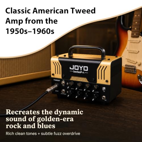 Image of JOYO 20W Guitar Amp Head Dual Channel Hybrid Tube Preamp with 12AX7, Voice Mid Control, FX Loop, Bluetooth Streaming & Headphone Out, Require External 8Ω Speaker Cab (Tweedy)