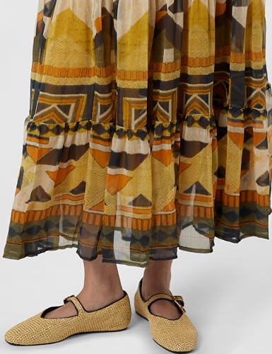 Image of BIBA Women Cotton Blend Tiered Printed Dress